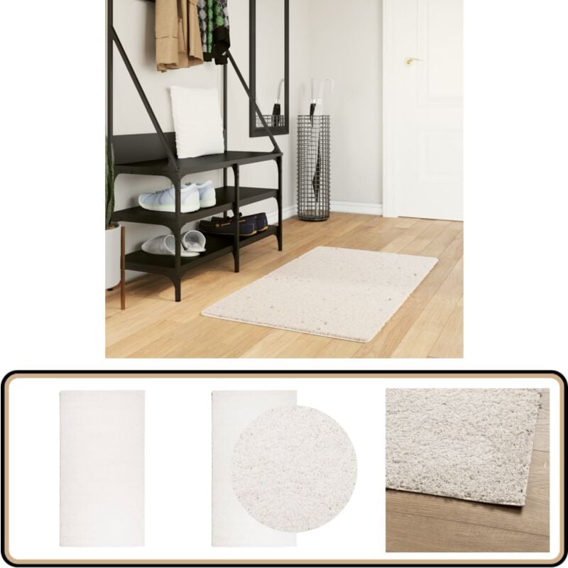 Vidaxl - Teppich Shaggy Hochflor Modern Creme 60x110 cm - Shaggy Teppich - Cremefarbener Teppich - Hochflor Teppich - Wohnzimmer Teppich - Flur
