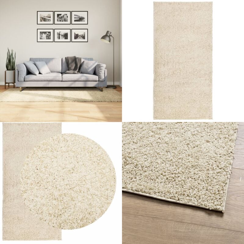 Teppich Shaggy Hochflor Modern Golden 100x200 cm - Shaggy Teppich - Goldener Teppich - Flauschiger Teppich - Wohnzimmer Teppich - Schlafzimmers
