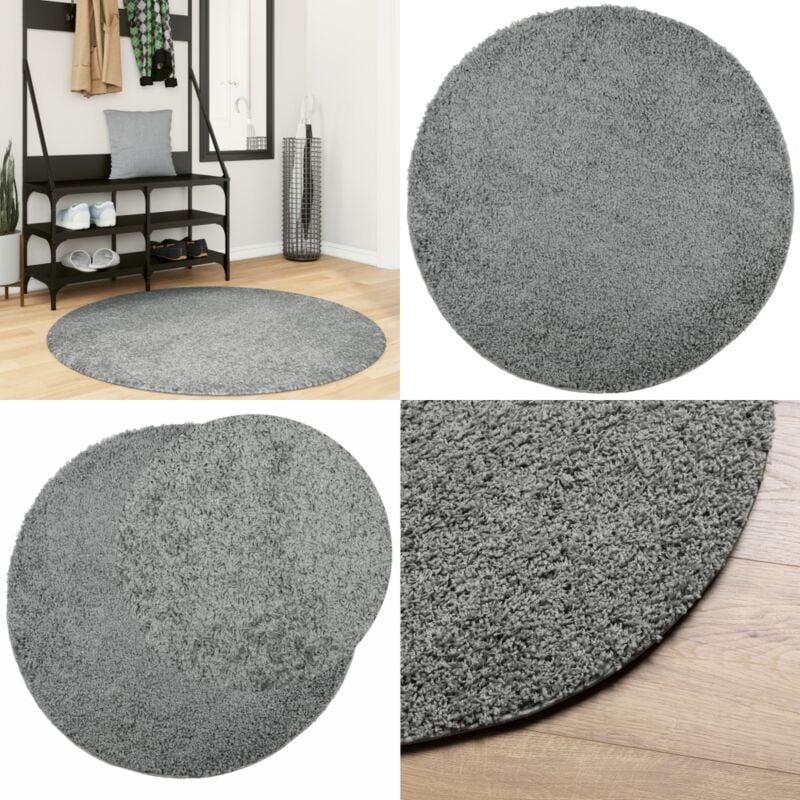 Teppich Shaggy Hochflor Modern Grün ø 120 cm - Shaggy-Teppich - Hochflor-Teppich - Grüner Teppich - Wohnzimmerteppich - Schlafzimmersteppich - Home &