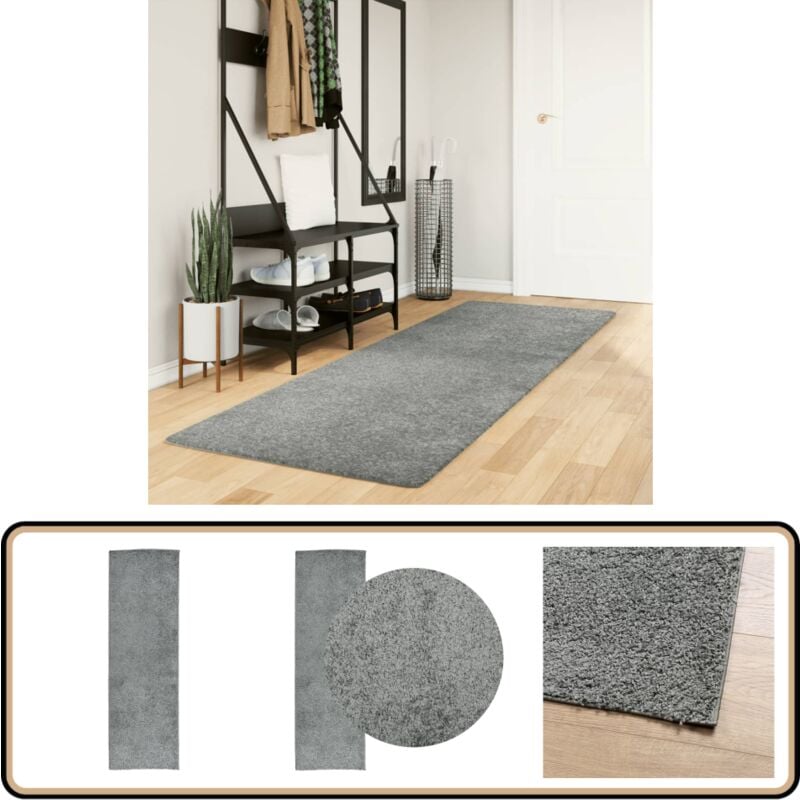 Teppich Shaggy Hochflor Modern Grün 80x250 cm - Shaggy Teppich - Grüner Teppich - Flur Teppich - Wohnzimmer Teppich - Hochflor Teppich