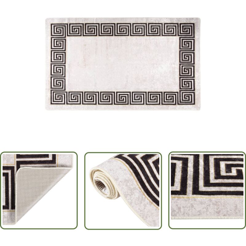 The Living Store - Teppich Waschbar 120x180 cm Hellbeige Rutschfest - Samt Teppich - Wohnzimmer Teppich - Flur Teppich - Schlafzimmer Teppich