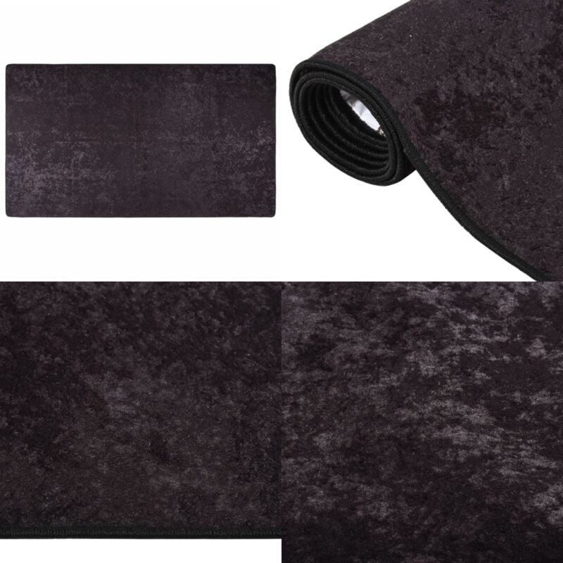 Teppich Waschbar 190x300 cm Anthrazit Rutschfest - Samt Teppich - Wohnzimmer Teppich - Flur Teppich - Anthrazit Teppich - Polyester Teppich - Home &