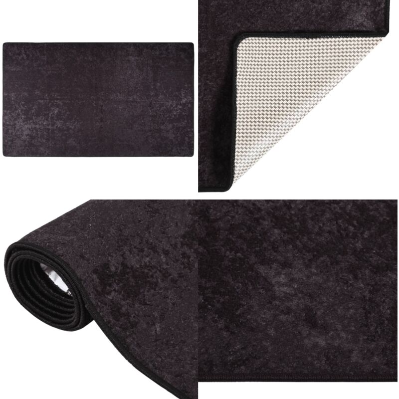 Vidaxl - Teppich Waschbar Anthrazit 120x180 cm Rutschfest - Samt Teppich - Wohnzimmer Teppich - Flur Teppich - Anthrazit Teppich - Flauschige