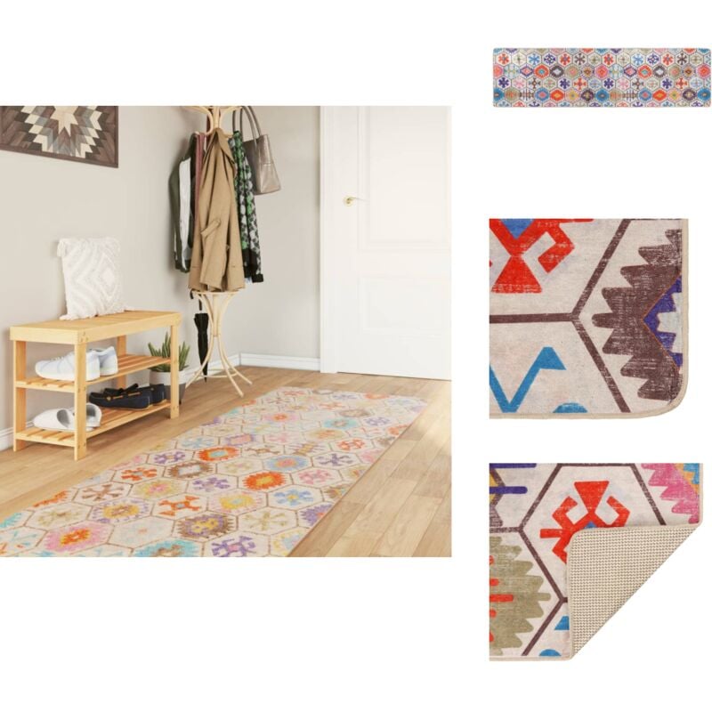 Vidaxl - Teppich Waschbar Mehrfarbig 80x300 cm Rutschfest - Samt Teppich - Wohnzimmerteppich - Flur Teppich - Multicolor Teppich - Digitaldruck