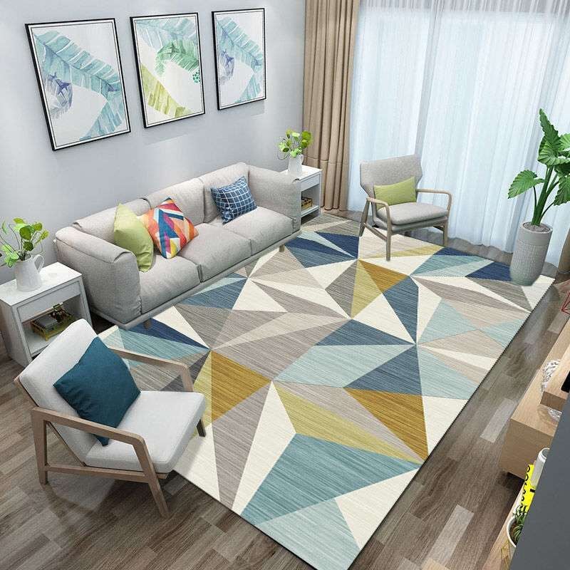Teppich Wohnzimmer Kurzflor Modern Geometrisches Design für Wohnzimmer, Flur, Schlafzimmer Teppichläufer Mehrfarbige - 120x160cm