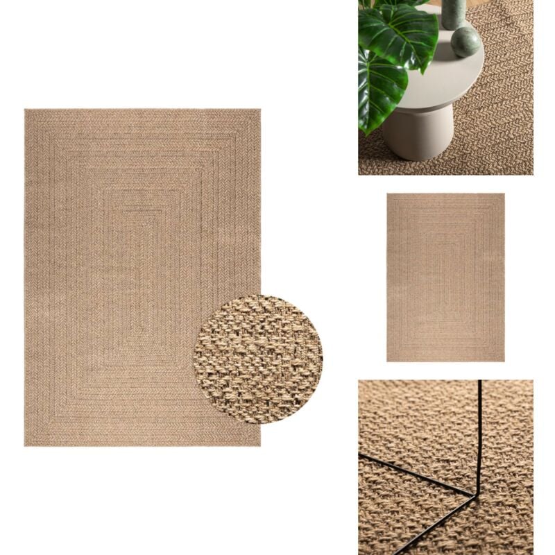 Teppich 160x230 cm Jute-Optik Innen und Außen - Outdoor-Teppich - Terrasse Teppich - Balkon Teppich - Garten Teppich - Polypropylen Teppich