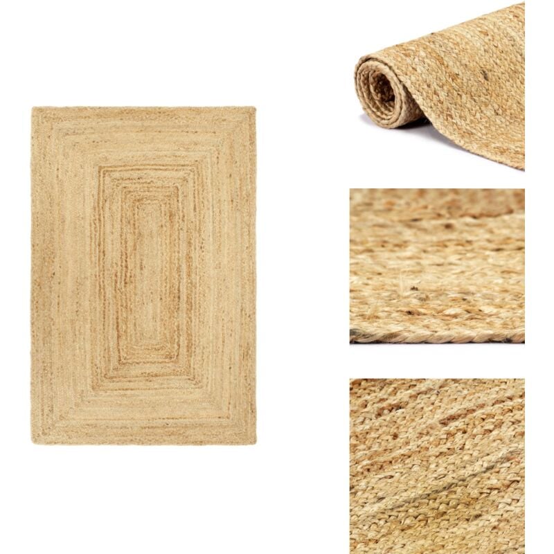 Teppich Handgefertigt Jute 180x250 cm - Naturfaser Teppich - Jute Teppich - Wohnzimmer Teppich - Schlafzimmerschmuck - Flur Teppich