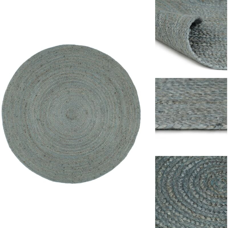 Teppich Handgefertigt Jute Rund 210 cm Olivgrün - Naturfaser Teppich - Jute Teppich - Runder Teppich - Wohnzimmer Teppich - Schlafzimmerschmuck