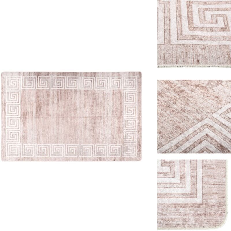Vidaxl - Teppich Waschbar 80x150 cm Beige Rutschfest - Samt Teppich - Wohnzimmer Teppich - Flur Teppich - Beige Teppich - Digitalgedruckter Teppich