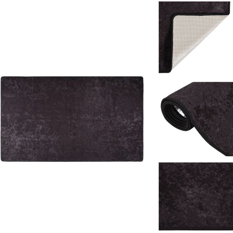 Vidaxl - Teppich Waschbar Anthrazit 120x180 cm Rutschfest - Samt Teppich - Wohnzimmer Teppich - Flur Teppich - Anthrazit Teppich - Flauschige Teppiche