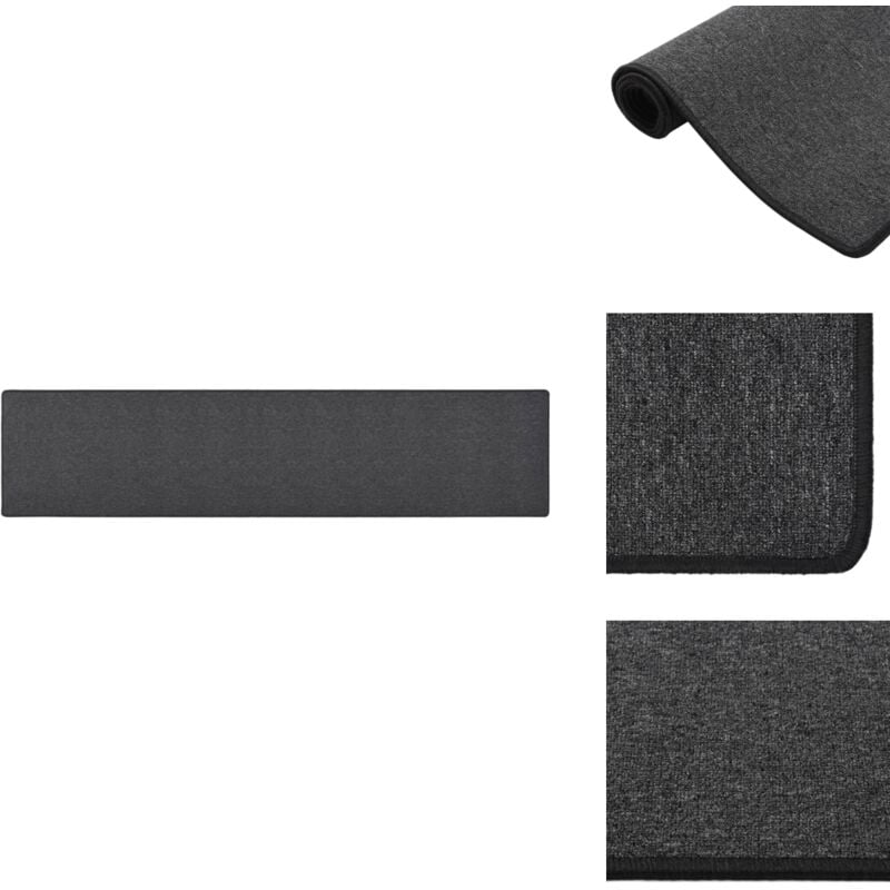 Teppichläufer Anthrazit 80x400 cm - Teppichläufer - Anthrazit - Nadelvlies - Polypropylen - Wohnzimmerteppich