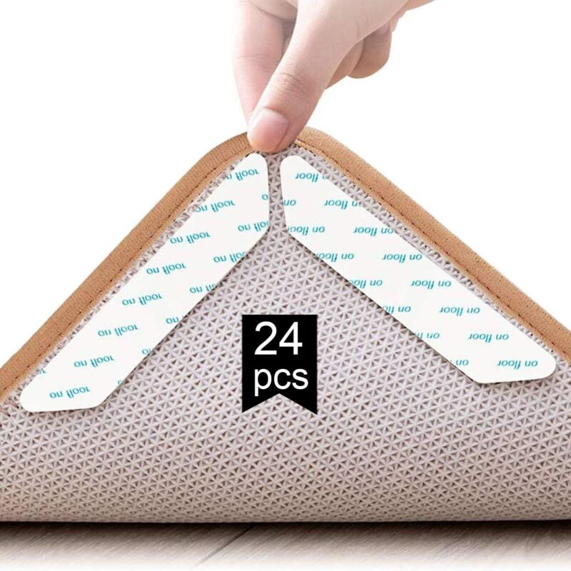 Shining house Teppichgreifer, 24 Stück Anti-Rutsch-Teppich, Anti-Curling-Teppich-Eckgreifer, Anti-Curling-Anti-Rutsch-Teppich, wiederverwendbarer