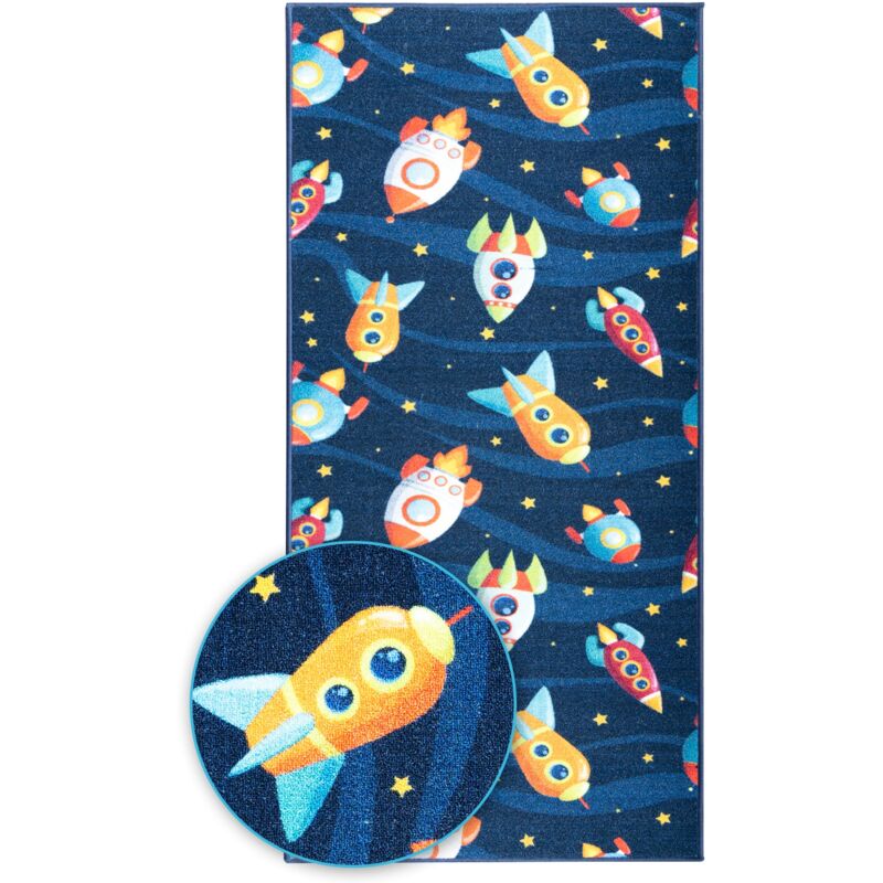 Floordirekt - Teppichläufer Ballons&Rockets Kinderteppich für Jungen und Mädchen Cute Rockets 80 x 200 cm