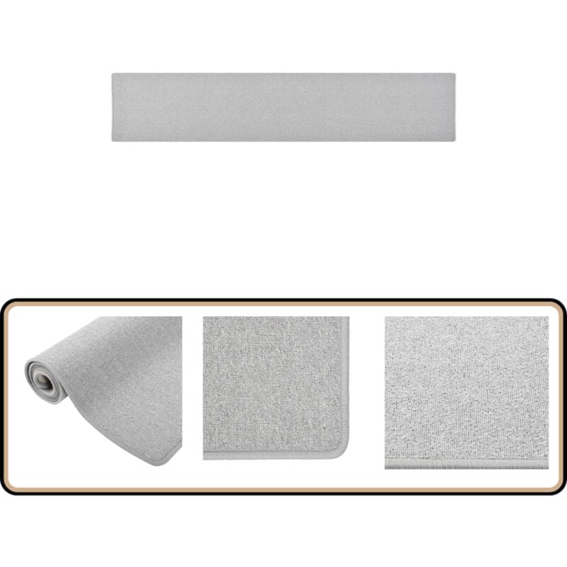 Teppichläufer Hellgrau 80x400 cm - Teppichläufer - Hellgrauer Teppich - Wohnzimmerteppich - Schlafzimmersteppich - Küchenteppich