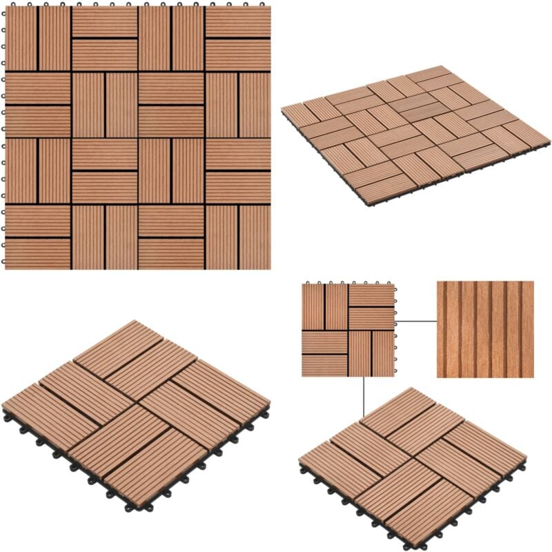 Terrassenfliesen 11 Stück wpc 30 x 30 cm 1 qm Braun - Terrassenfliesen - WPC-Fliesen - Gartenmöbel - Balkonterrasse - Outdoor Dekoration - Home &