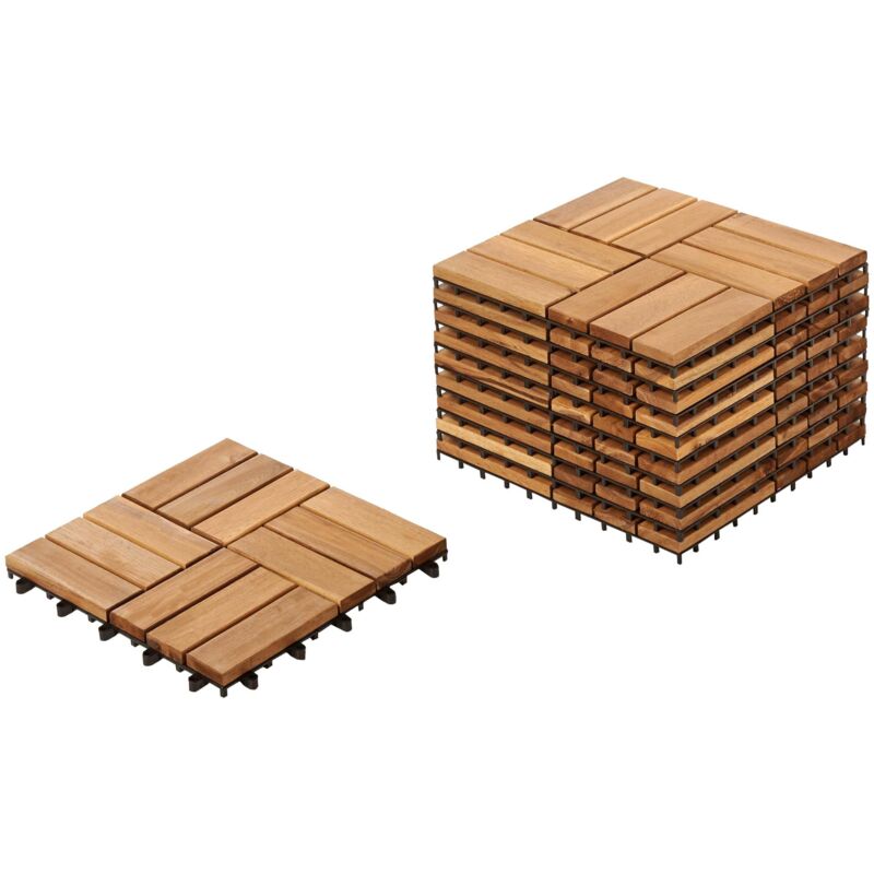 Terrassenfliesen Naturfarben Zertifiziertes Akazienholz Wetterbeständig Wetterfest Outdoor Klickfliesen Gartenfliesen Holzfliesen für Garten