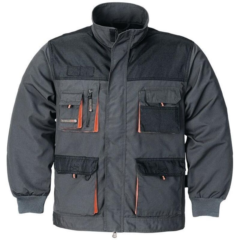 Herrenjacke Größe 52 dunkelgrau/schwarz/orange