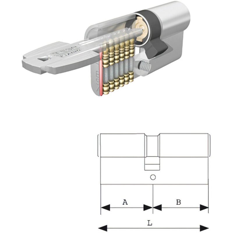 Tesa Assa Abloy - Tesa Security T60 --Zylinder de flacher Wendeschlüssel, Messing, 30x30 mm