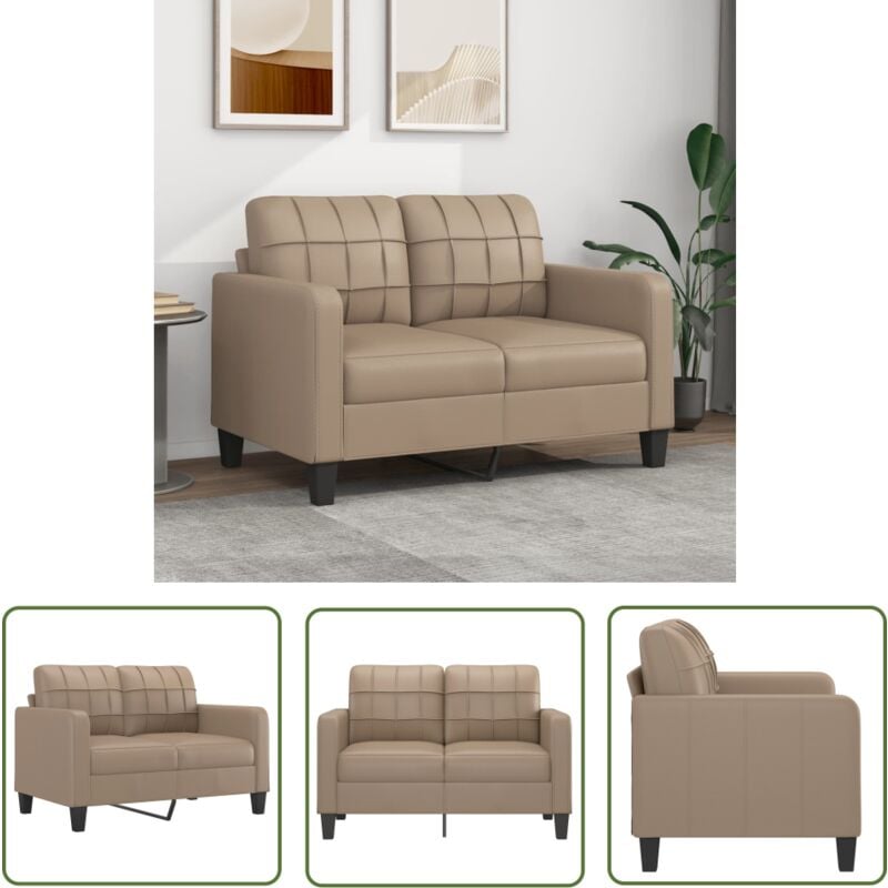 The Living Store - 2-Sitzer-Sofa Cappuccino-Braun 120 cm Kunstleder - Couch - 2-Sitzer Sofa - Wohnzimmersofa - Ledercouch - Braun Sofa