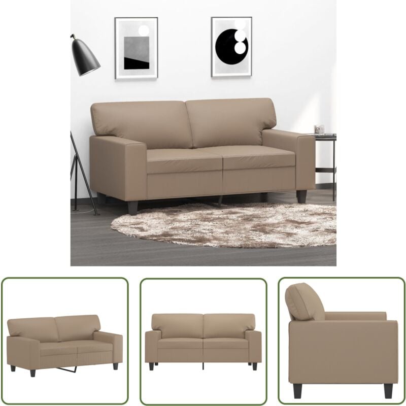 The Living Store - 2-Sitzer-Sofa Cappuccino-Braun 120 cm Kunstleder - 2-Sitzer Sofa - Couch - Wohnzimmersofa - Lederlook Sofa - Braun Sofa