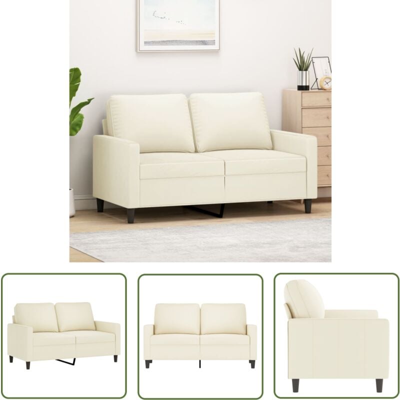 2-Sitzer-Sofa Creme 120 cm Samt - Samtsofa - Wohnzimmersofa - 2er Sofa - Creme Sofa - Modernes Sofa - The Living Store