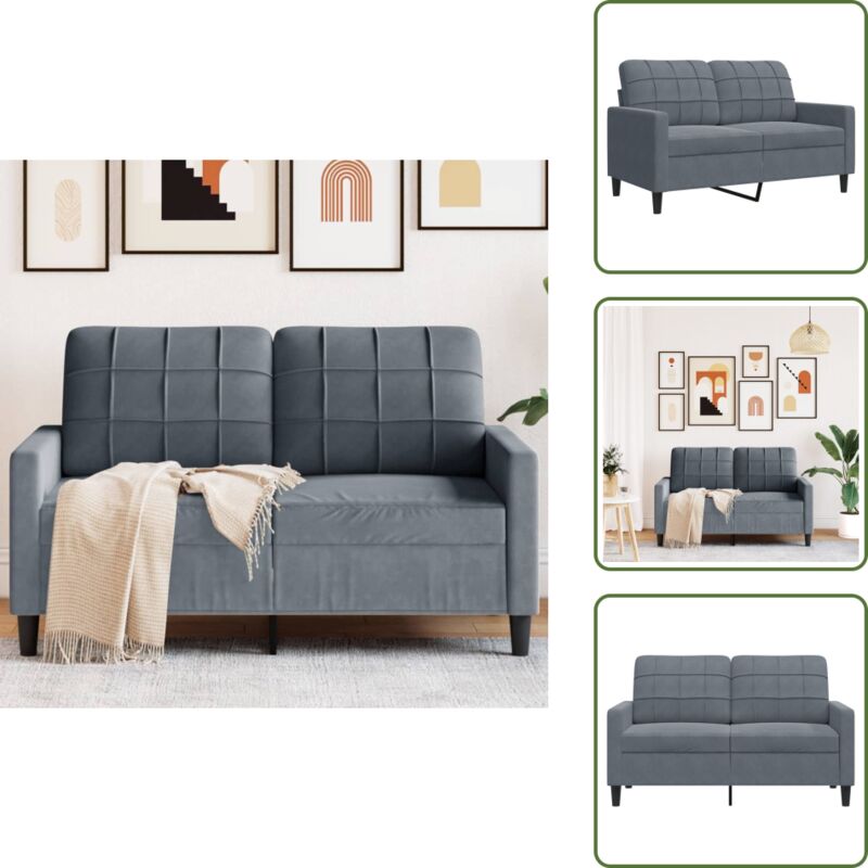 The Living Store - 2-Sitzer-Sofa Dunkelgrau 120 cm Samt - Samtsofa - Wohnzimmersofa - 2-Sitzer Sofa - Grau Sofa - Modernes Sofa