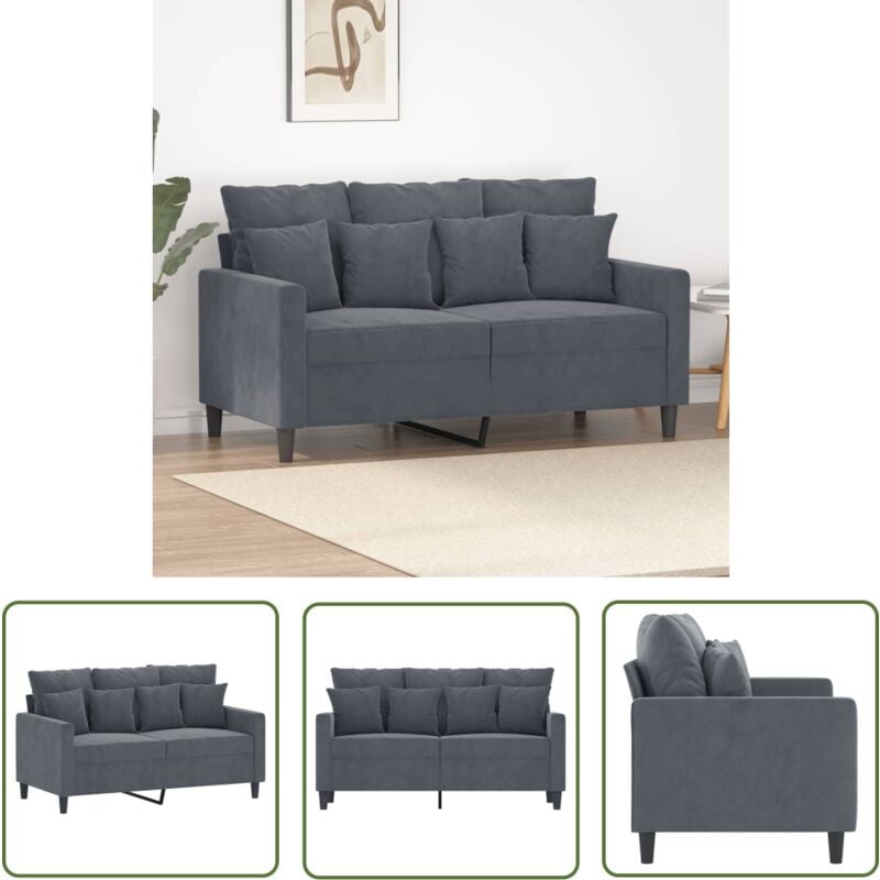 2-Sitzer-Sofa Dunkelgrau 120 cm Samt - Samtsofa - 2-Sitzer Sofa - Wohnzimmersofa - Grau Sofa - Modernes Sofa - The Living Store