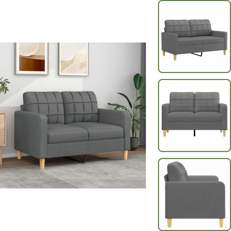 The Living Store - 2-Sitzer-Sofa Dunkelgrau 120 cm Stoff - Couch - 2-Sitzer Sofa - Wohnzimmersofa - Grau Sofa - Modernes Sofa
