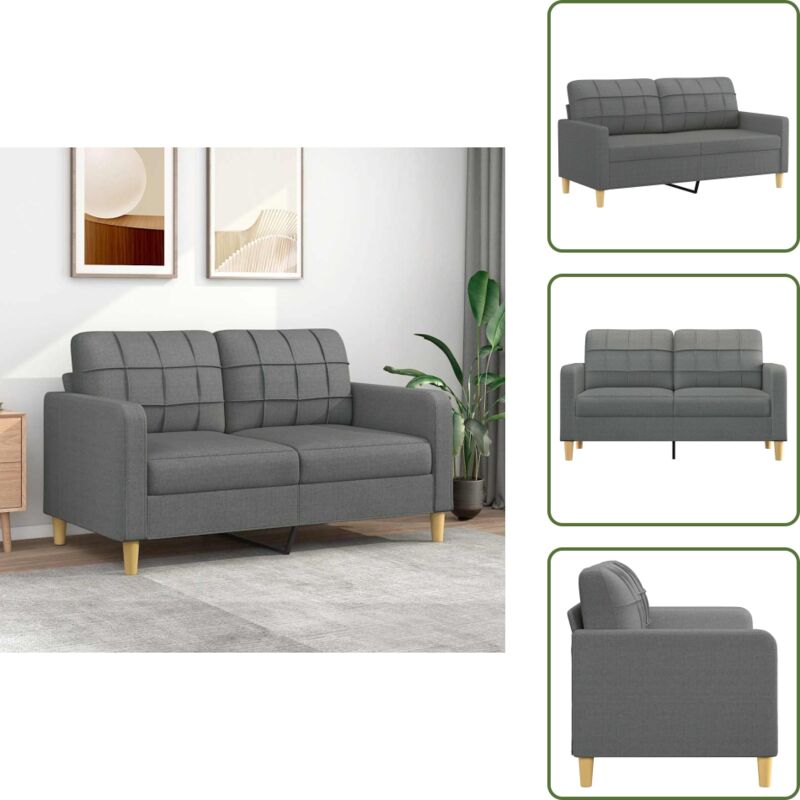 The Living Store - 2-Sitzer-Sofa Dunkelgrau 140 cm Stoff - Couch - 2-Sitzer Sofa - Wohnzimmersofa - Grau Sofa - Modernes Sofa