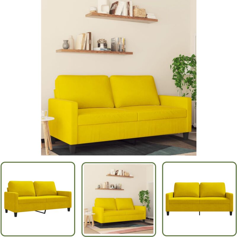 2-Sitzer-Sofa Gelb 140 cm Samt - Samtsofa - 2-Sitzer Sofa - Wohnzimmersofa - Gelbes Sofa - Modernes Sofa - The Living Store