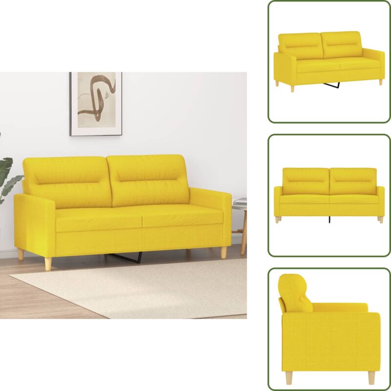 The Living Store 2-Sitzer-Sofa Hellgelb 140 cm Stoff - Couch - 2-Sitzer Sofa - Wohnzimmersofa - Polstercouch - Hellgelb Sofa