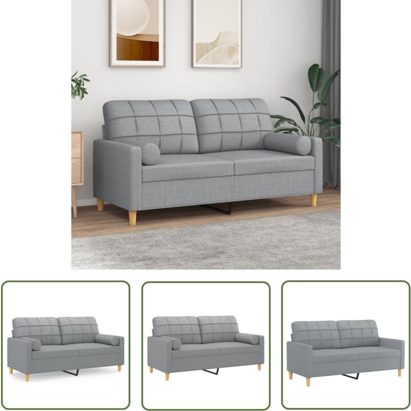 The Living Store - 2-Sitzer-Sofa mit Zierkissen Hellgrau 140 cm Stoff - 2-Sitzer-Sofa - Couch - Wohnlandschaft - Hellgraues Sofa - Sofa Mit Kissen