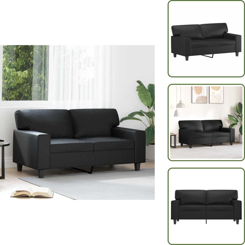 The Living Store - 2-Sitzer-Sofa Schwarz 120 cm Kunstleder - 2-Sitzer Sofa - Schwarzes Sofa - Leder Sofa - Wohnzimmersofa - Gemütliches Sofa