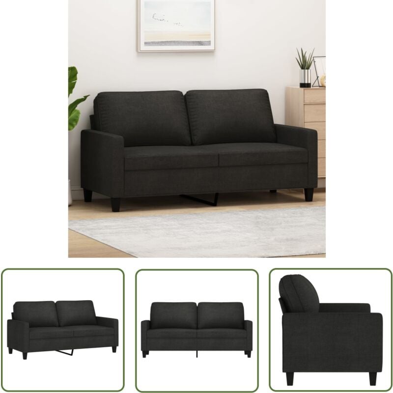 The Living Store - 2-Sitzer-Sofa Schwarz 140 cm Stoff - Couch - 2-Sitzer Sofa - Wohnzimmersofa - Schwarzes Sofa - Modernes Sofa