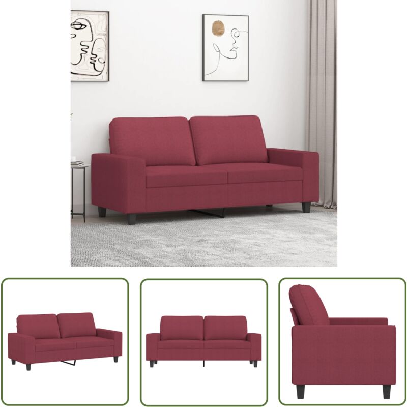 The Living Store 2-Sitzer-Sofa Weinrot 140 cm Stoff - 2-Sitzer Sofa - Wohnzimmersofa - Couch - Leder Sofa - Samtcouch