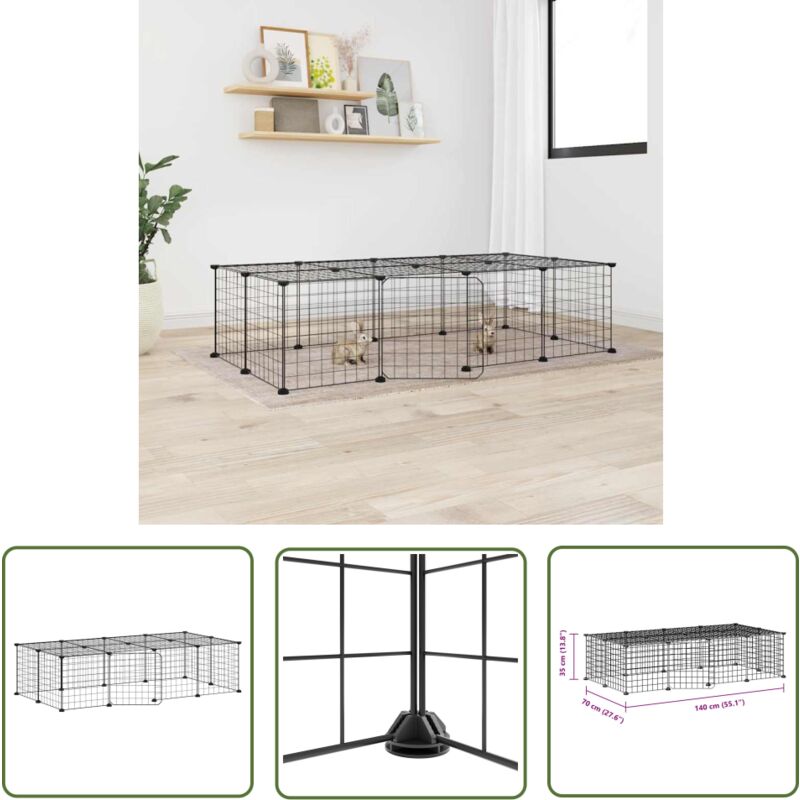 The Living Store 20-tlg. Haustierkäfig mit Tür Schwarz 35x35 cm Stahl - Haustierkäfig - Kleintiergehege - Hamsterkäfig - Meerschweinchenkäfig