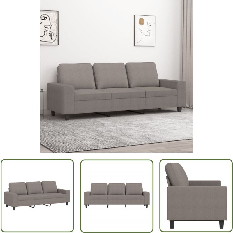 The Living Store - 3-Sitzer-Sofa Taupe 180 cm Stoff - Couch - 3-Sitzer-Sofa - Wohnlandschaft - Polstercouch - Modernes Sofa