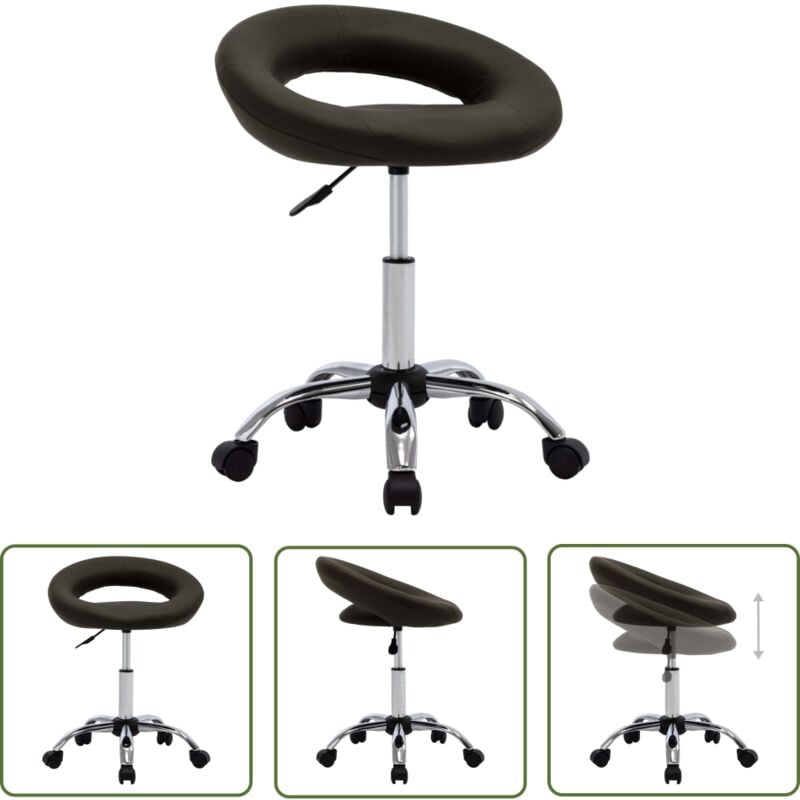 The Living Store Arbeitshocker auf Rollen Braun Kunstleder - Bürostuhl - Rollstuhl - Arbeitshocker - Höhenverstellbar - Bürobedarf