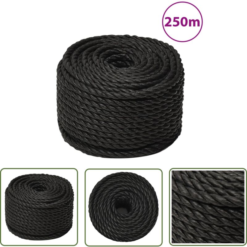 The Living Store - Arbeitsseil Schwarz 10 mm 250 m Polypropylen - Arbeiten Seil - pp Seil - Schlauchboot Seil - Gartenarbeit Seil - Montage Seil