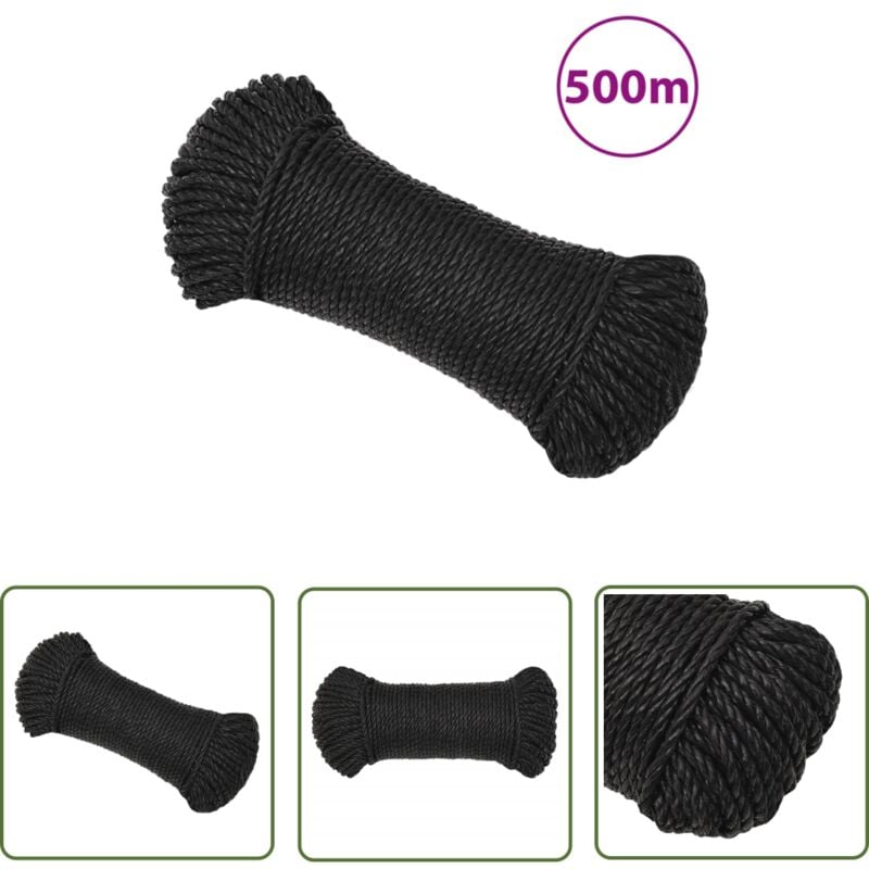 Arbeitsseil Schwarz 6 mm 500 m Polypropylen - Arbeiten Seil - pp Seil - Schlauchboot Seil - Gartenarbeit Seil - Montage Seil - The Living Store