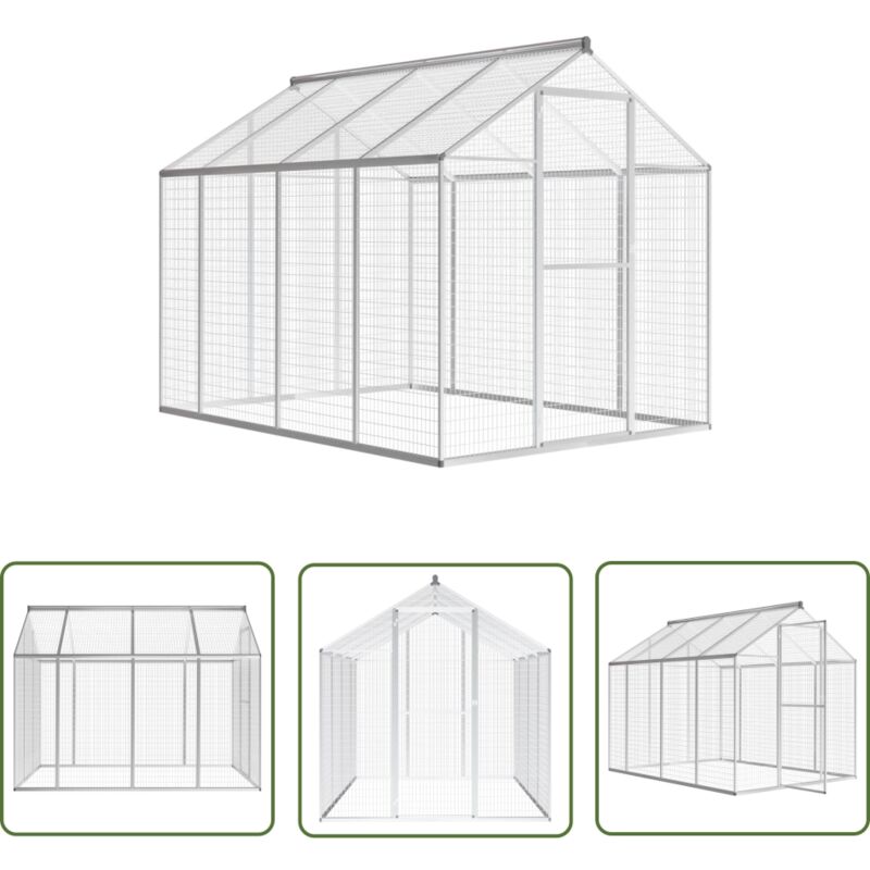 Außenvoliere Aluminium 178x242x192 cm - Volierendraht - Aluvoliere - Volaire - Vogelgehege - Freilandvoliere - The Living Store