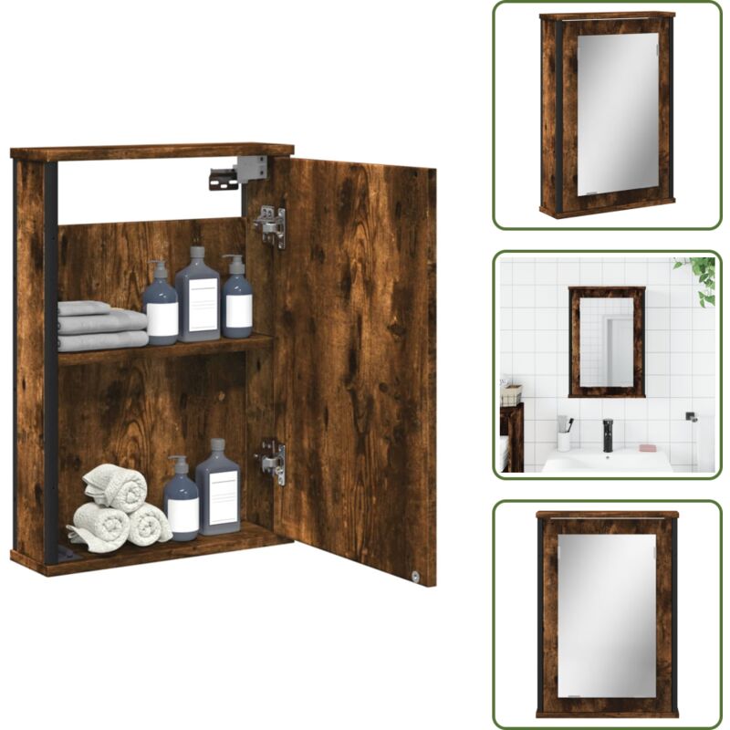 Bad-Spiegelschrank Räuchereiche 42x12x60 cm Holzwerkstoff - Badezimmerspiegel - Spiegelschrank - Badschränkchen - Holzwerkstoff Möbel - Wandhängender