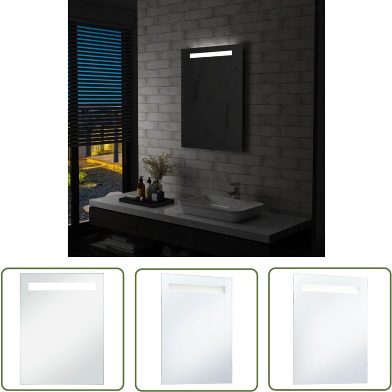 The Living Store - Badezimmer-Wandspiegel mit LEDs 60x80 cm - led Badezimmerspiegel - Kosmetikspeigel - Wandspiegel - Spiegelschrank - Silberner