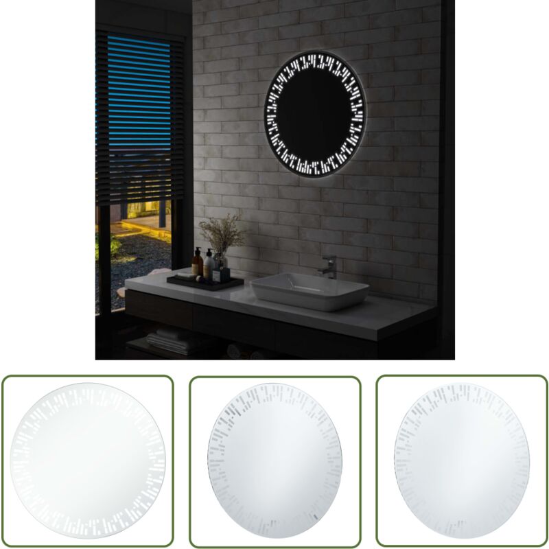The Living Store - Badezimmerspiegel mit led 70 cm - LED-Spiegel - Badezimmer Spiegel - Rund - Silberner Spiegel - Spiegelschrank