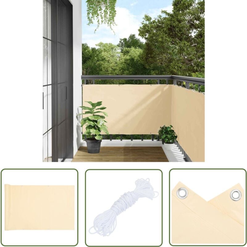 The Living Store - Balkon-Sichtschutz Creme 1000x120 cm pvc - Balkon Sichtschutz - Pvc Sichtschutz - Balkonzaun - Windschutz - Sonnenschutz