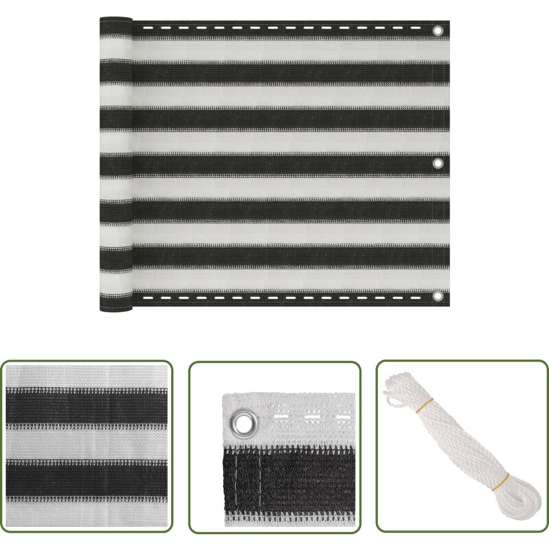 The Living Store - Balkon-Sichtschutz hdpe 75x500 cm Anthrazit und Weiß - Balkon Sichtschutz - hdpe Sichtschutz - Sonnenschutz Balkon