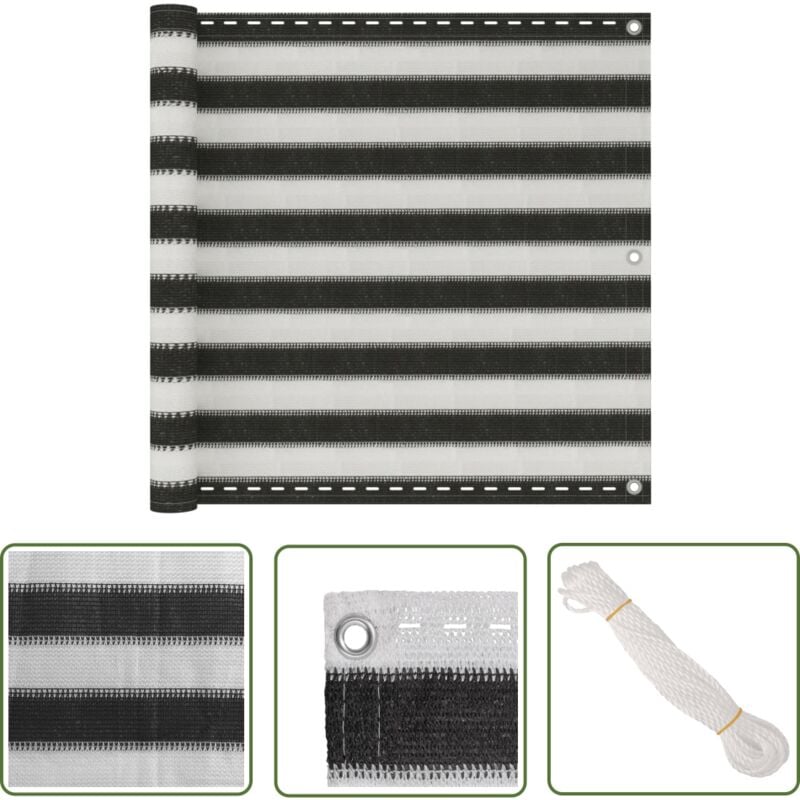 The Living Store - Balkon-Sichtschutz hdpe 90x300 cm Anthrazit und Weiß - Balkon Sichtschutz - hdpe Sonnenschutz - Balkonscreening - Windschild