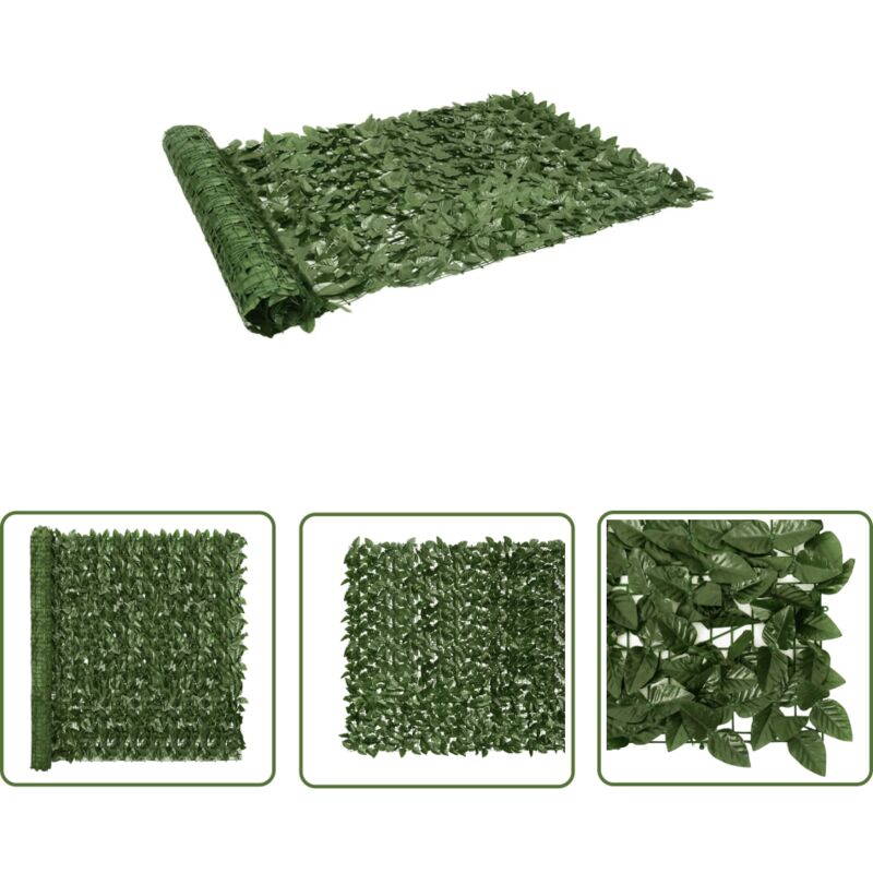 The Living Store - Balkon-Sichtschutz mit Dunkelgrünen Blättern 300x150 cm - Balkonsichtschutz - Sonnenschutz Balkon - Sichtschutz Grün