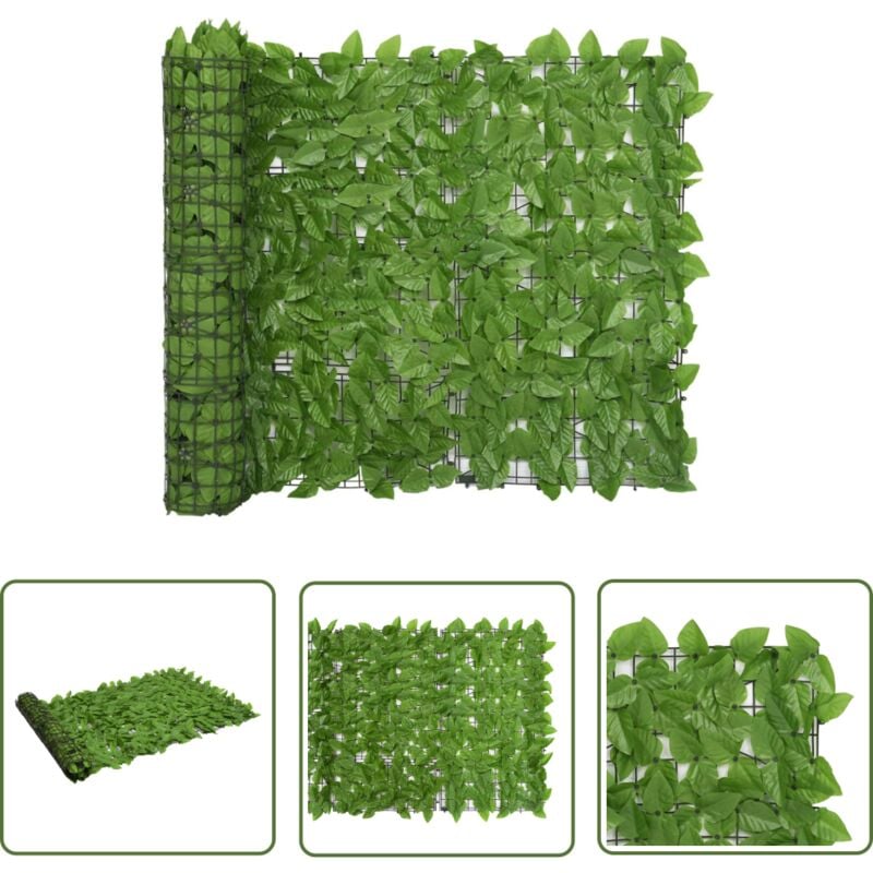 The Living Store Balkon-Sichtschutz mit Grünen Blättern 400x100 cm - Balkon Sichtschutz - Gartensichtschutz - Privacy Screen - Windschutz - UV Schutz