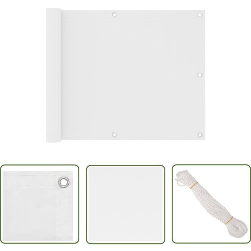 The Living Store - Balkon-Sichtschutz Weiß 75x500 cm Oxford-Gewebe - Balkon Sichtschutz - Windschutz - Wasserfest - uv Schutz - Oxford Gewebe